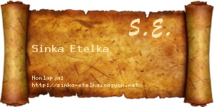 Sinka Etelka névjegykártya